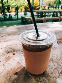 Close-up of coffee on table