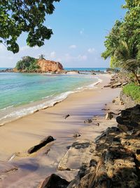 Scenic view of beach against sky