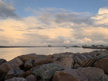 Scenic view of sea against sky during sunset