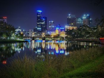 Illuminated city at night