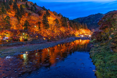 Scenic view of lake by trees during autumn