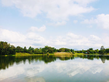 Scenic view of lake against sky