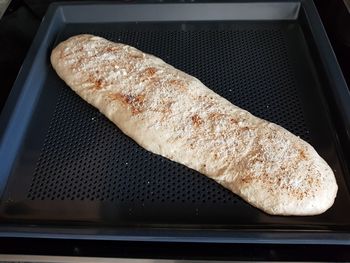 High angle view of bread on table