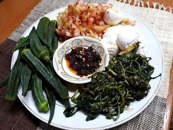 Close-up of vegetables in plate on table