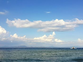 Scenic view of sea against cloudy sky