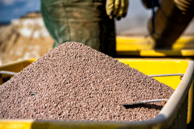 Close-up of stack of stones at construction site