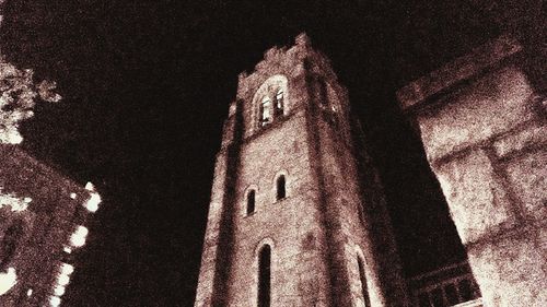 Low angle view of building at night