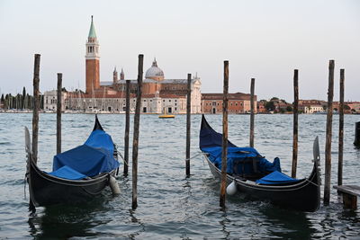 Gondolas on grand canal in venice