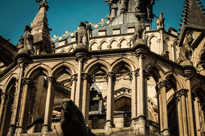 Low angle view of statue of historic building