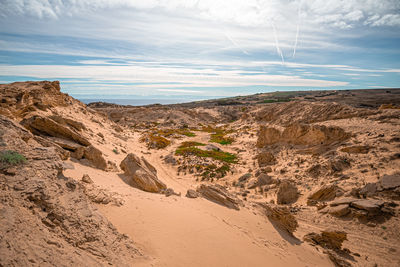 Scenic view of land against sky