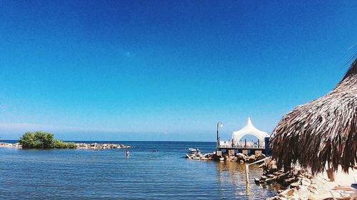 Scenic view of sea against clear sky