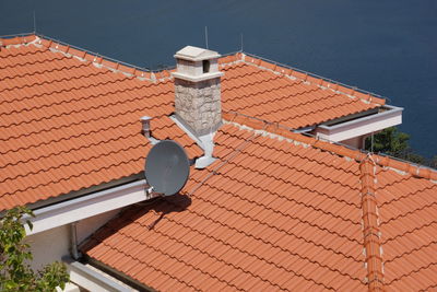 High angle view of building roof