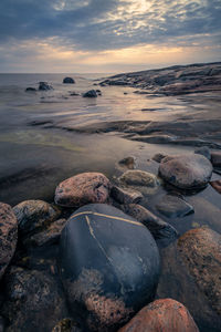 Scenic view of sea during sunset