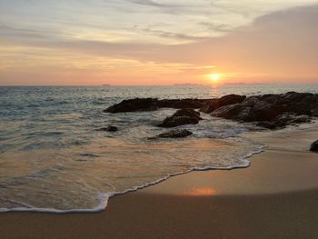 Scenic view of sunset over sea