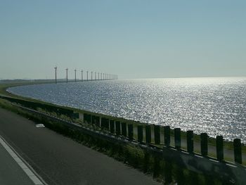 Scenic view of sea against clear sky