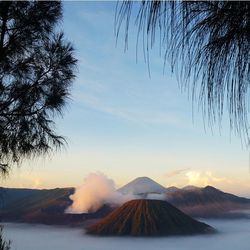 Scenic view of mountains against sky during sunset