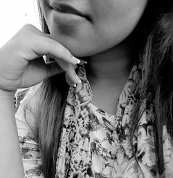 Close-up of woman with hands