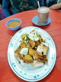 Food in plate on table