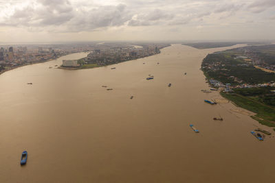 High angle view of beach against sky