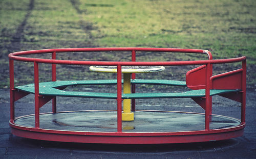 Empty bench in playground