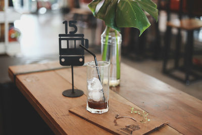 Close-up of wine glass on table