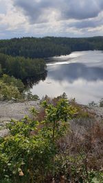 Scenic view of lake against sky