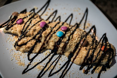 Close-up of chocolate cake on plate