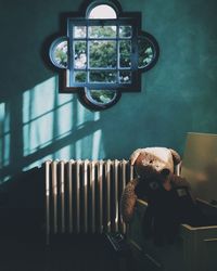 Radiator against wall at home