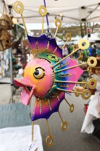 Close-up of multi colored lanterns