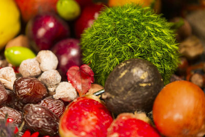 High angle view of strawberries