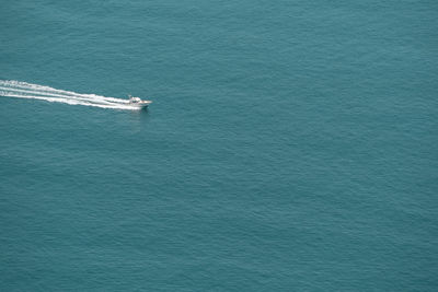 High angle view of ship in sea