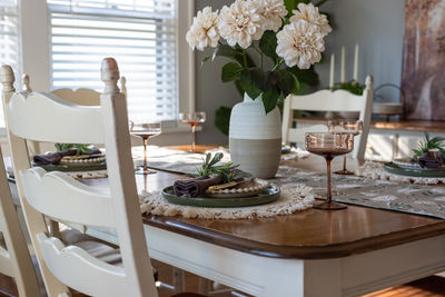 Empty chairs and table at home