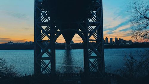 View of bridge at sunset