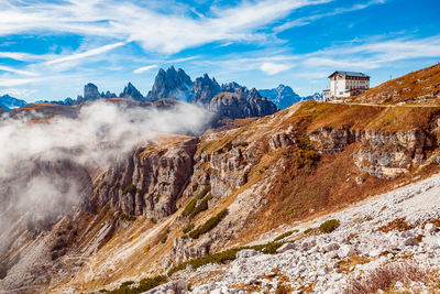 View of mountain range against sky