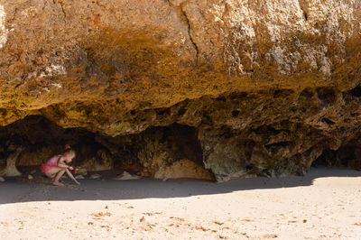 Side view of woman on beach