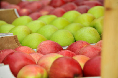 Ripe apples display for sale on a farmers market image