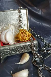 High angle view of food on table