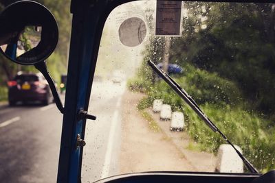 View of train on road
