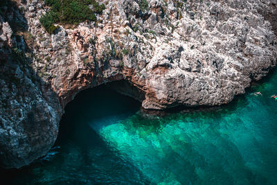 Rock formation in sea