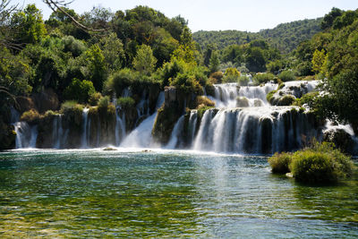 Scenic view of waterfall