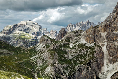 Italian alps landscape in tre cime lavaredo dolomite national park