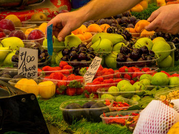 Various fruits for sale at market stall