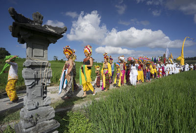 Balinese ritual in the midle of ricefield