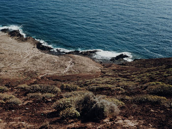 High angle view of beach