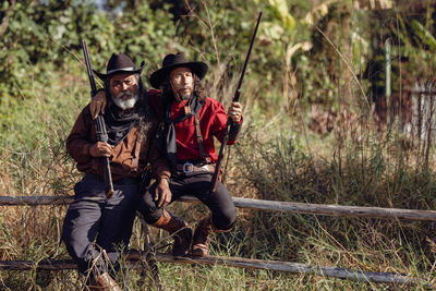 Two senior hunters take a break.