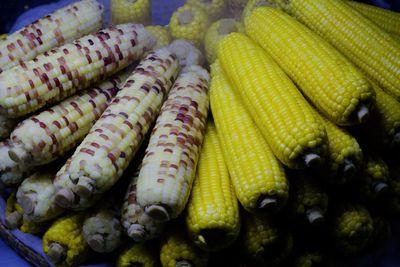 High angle view of corn for sale
