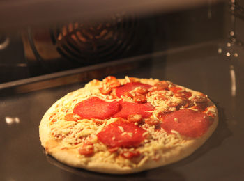 Close-up of pizza on plate