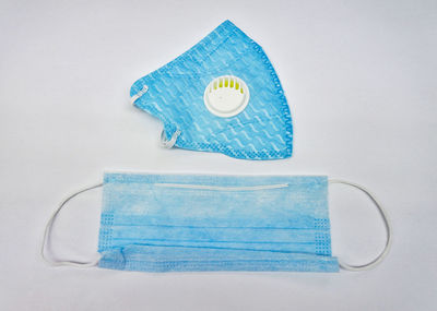 High angle view of blue ball on table