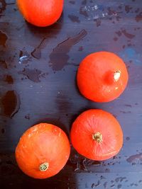 High angle view of orange pumpkins