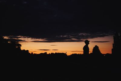 Silhouette trees against sky at sunset